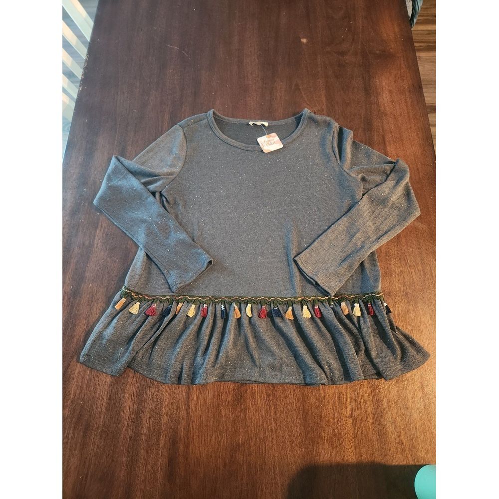 Oddy Gray Long Sleeve Top with‎ Tassels